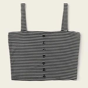 🖤 Striped Button Front Top Crop Cami Top